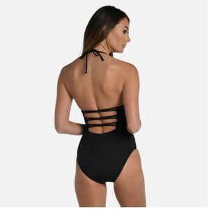 La Blanca Black Island Goddess Lingerie Mio One Piece Swimsuit Size 4 NEW